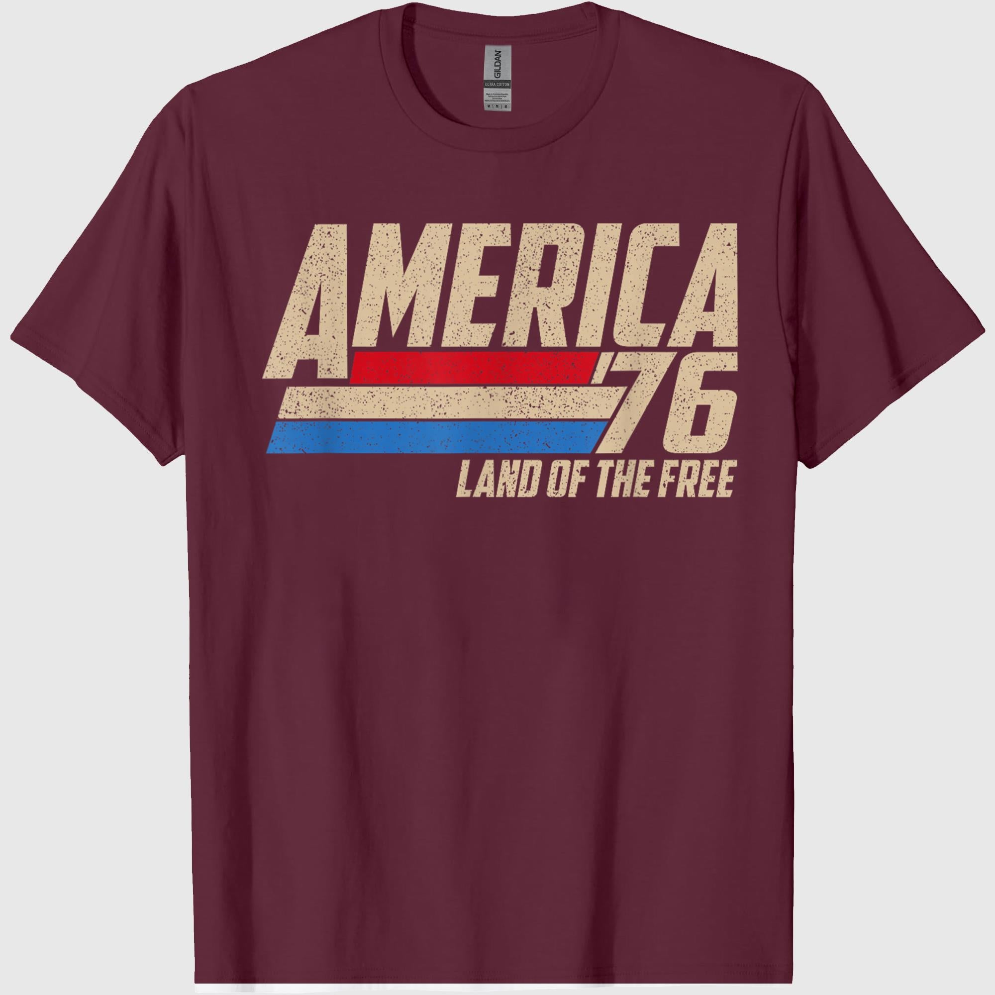 America 1776 Land of The Free Retro Vintage 4th of July T-Shirt