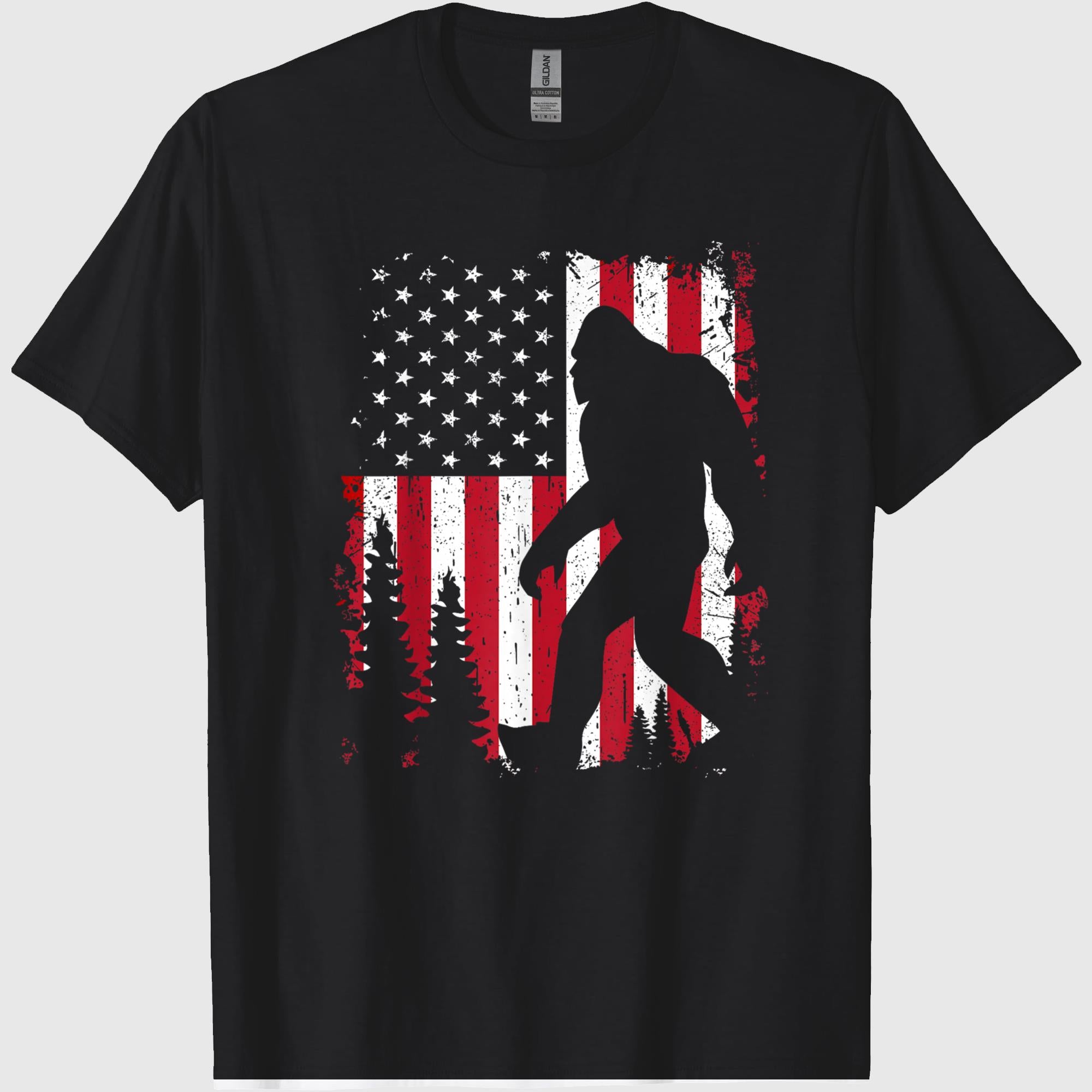Bigfoot 4th of July American USA Flag Patriotic Kids T-Shirt 2