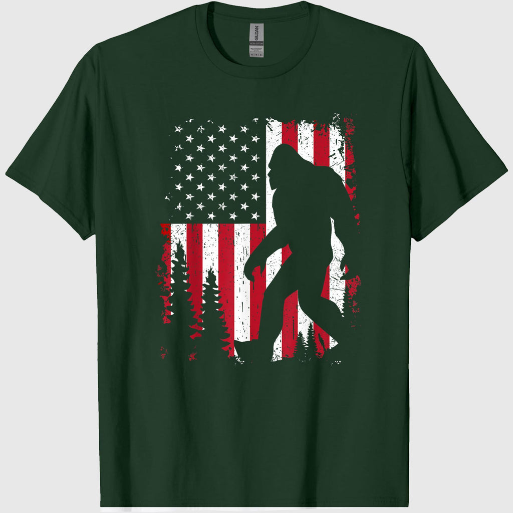 Bigfoot 4th of July American USA Flag Patriotic Kids T-Shirt 2