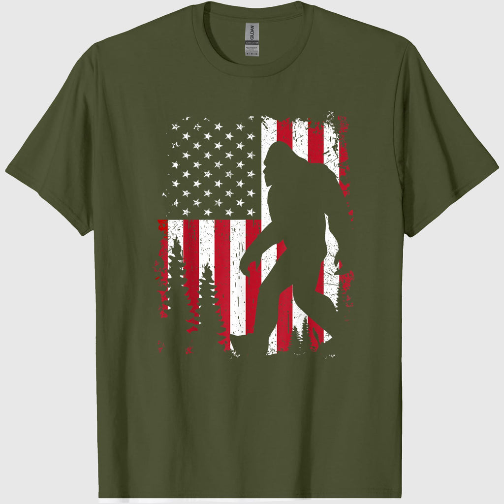 Bigfoot 4th of July American USA Flag Patriotic Kids T-Shirt 2
