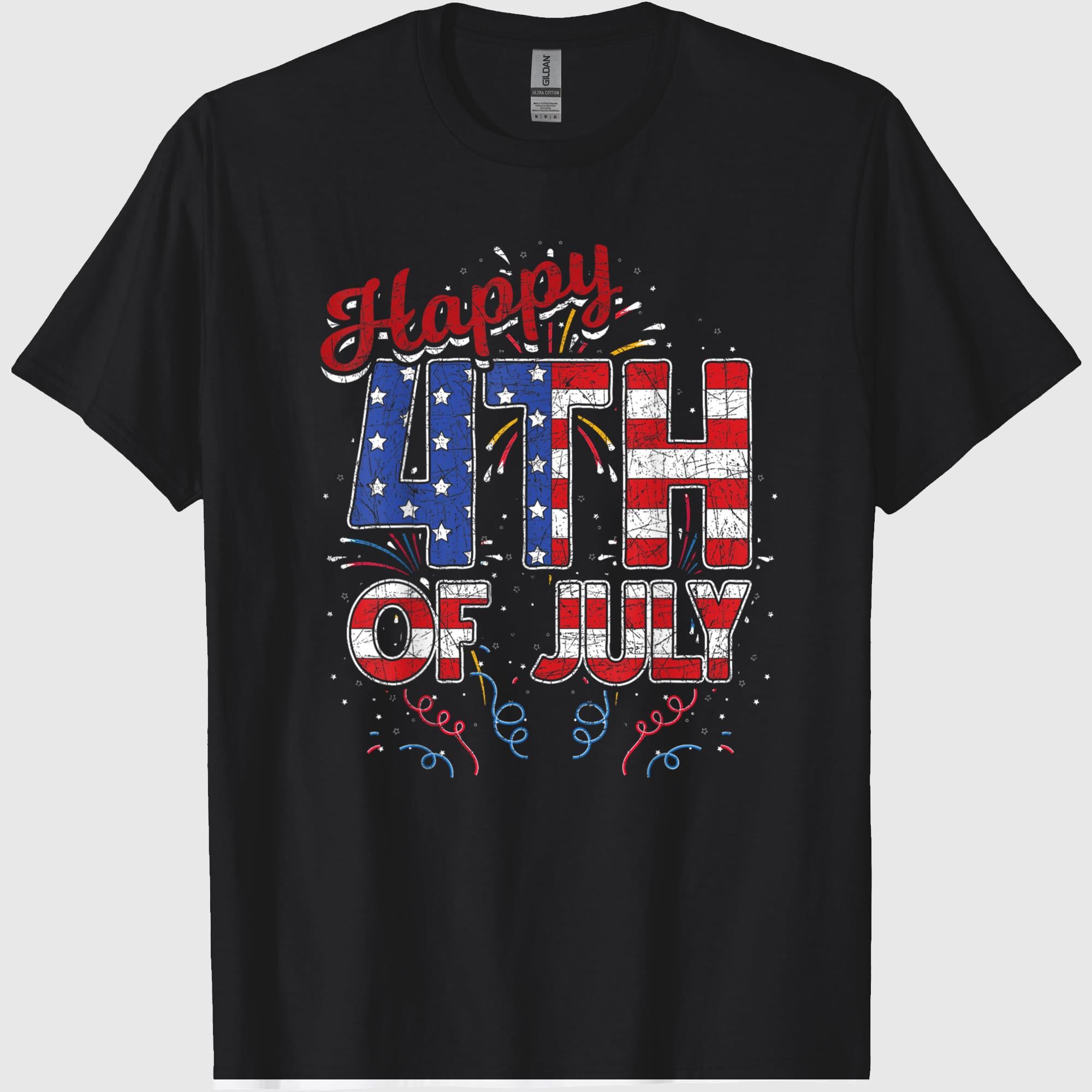 Bigfoot Merica Rock American Flag Patriotic 4th of July T-Shirt