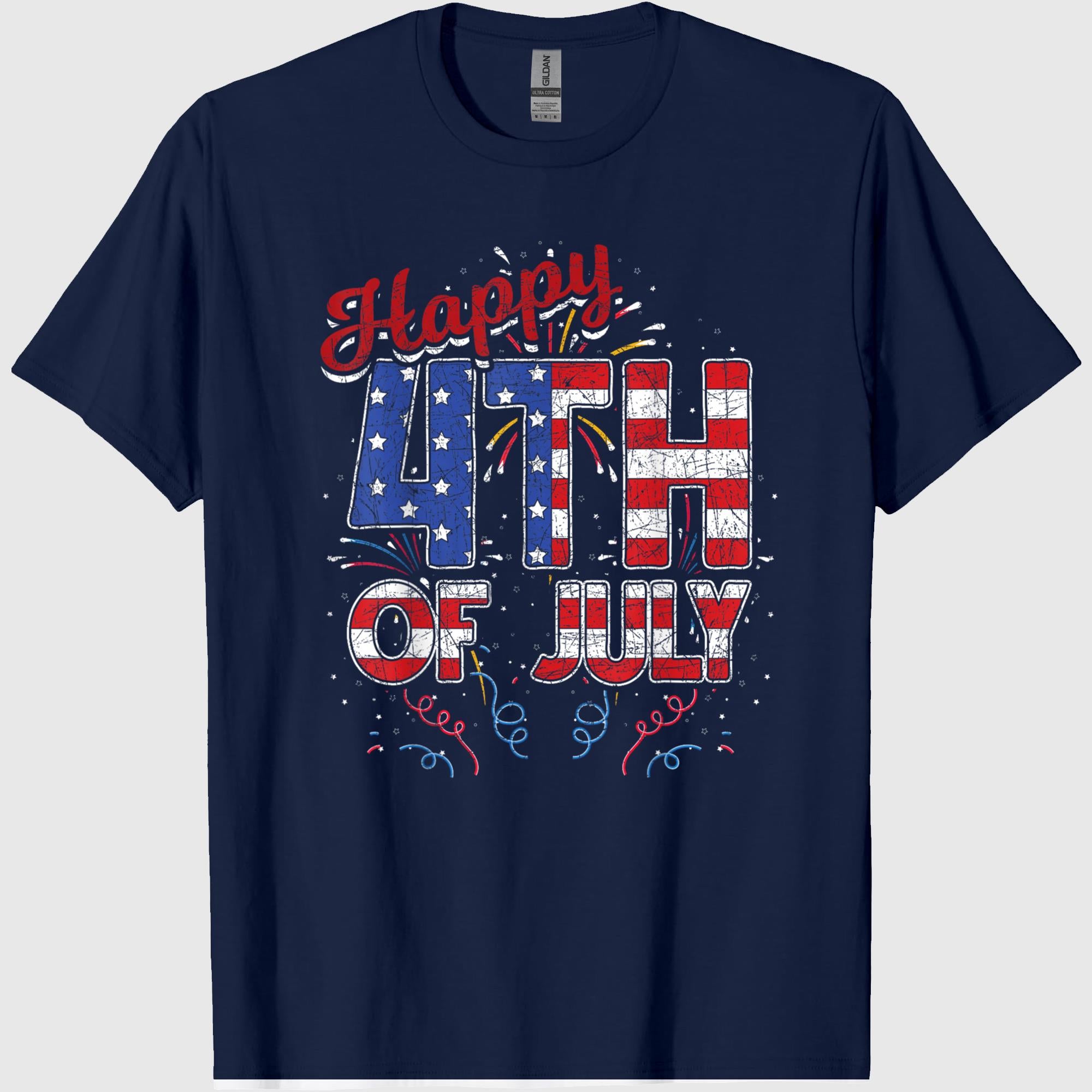 Bigfoot Merica Rock American Flag Patriotic 4th of July T-Shirt