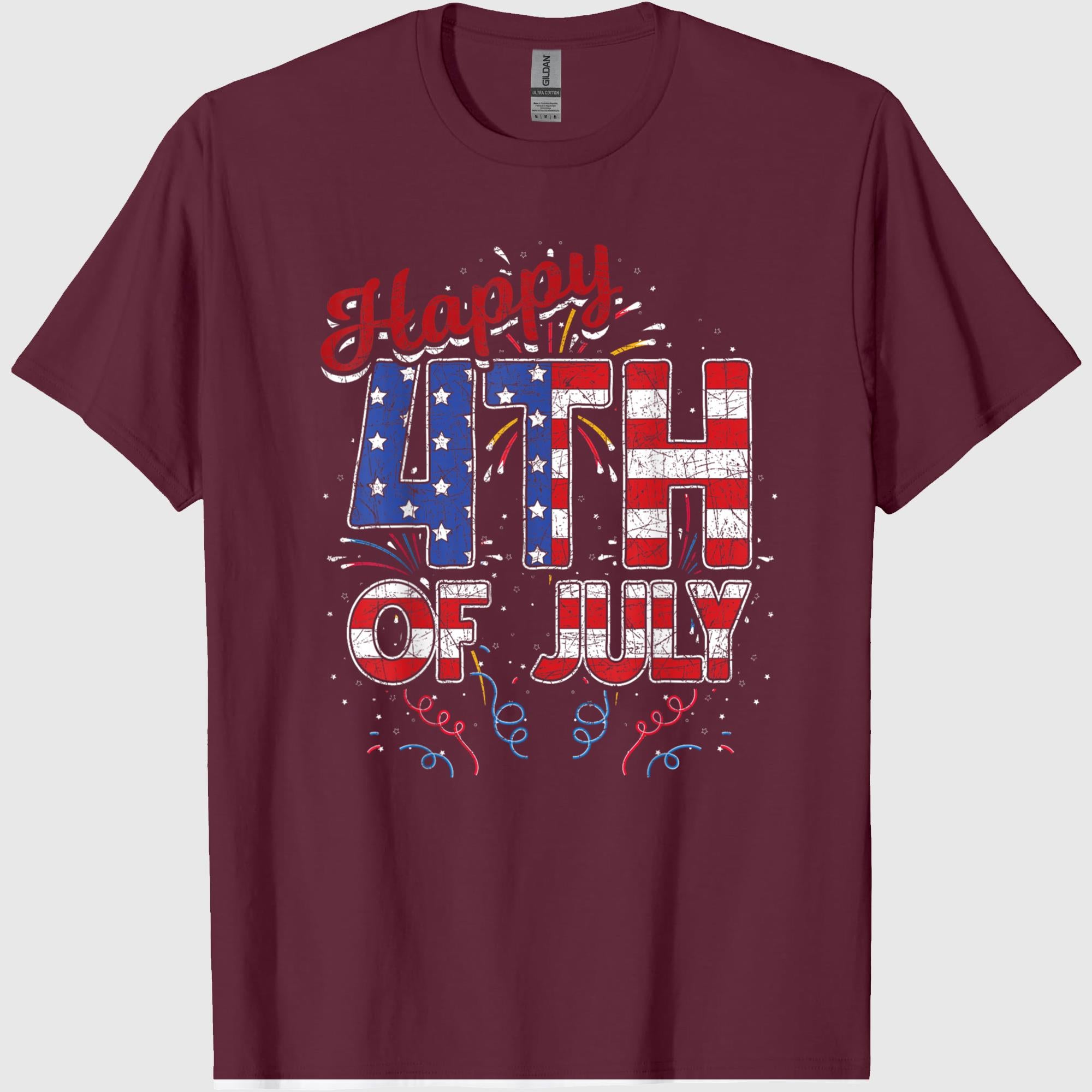 Bigfoot Merica Rock American Flag Patriotic 4th of July T-Shirt