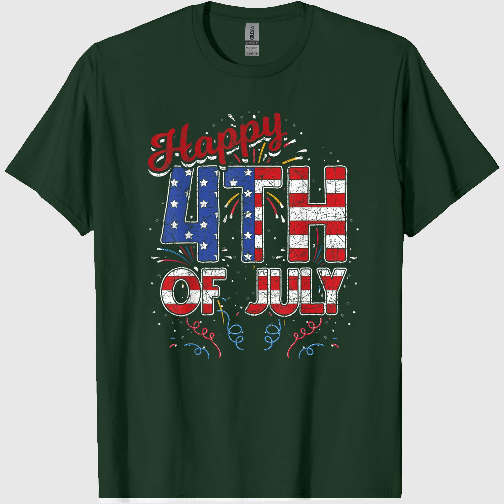 Bigfoot Merica Rock American Flag Patriotic 4th of July T-Shirt