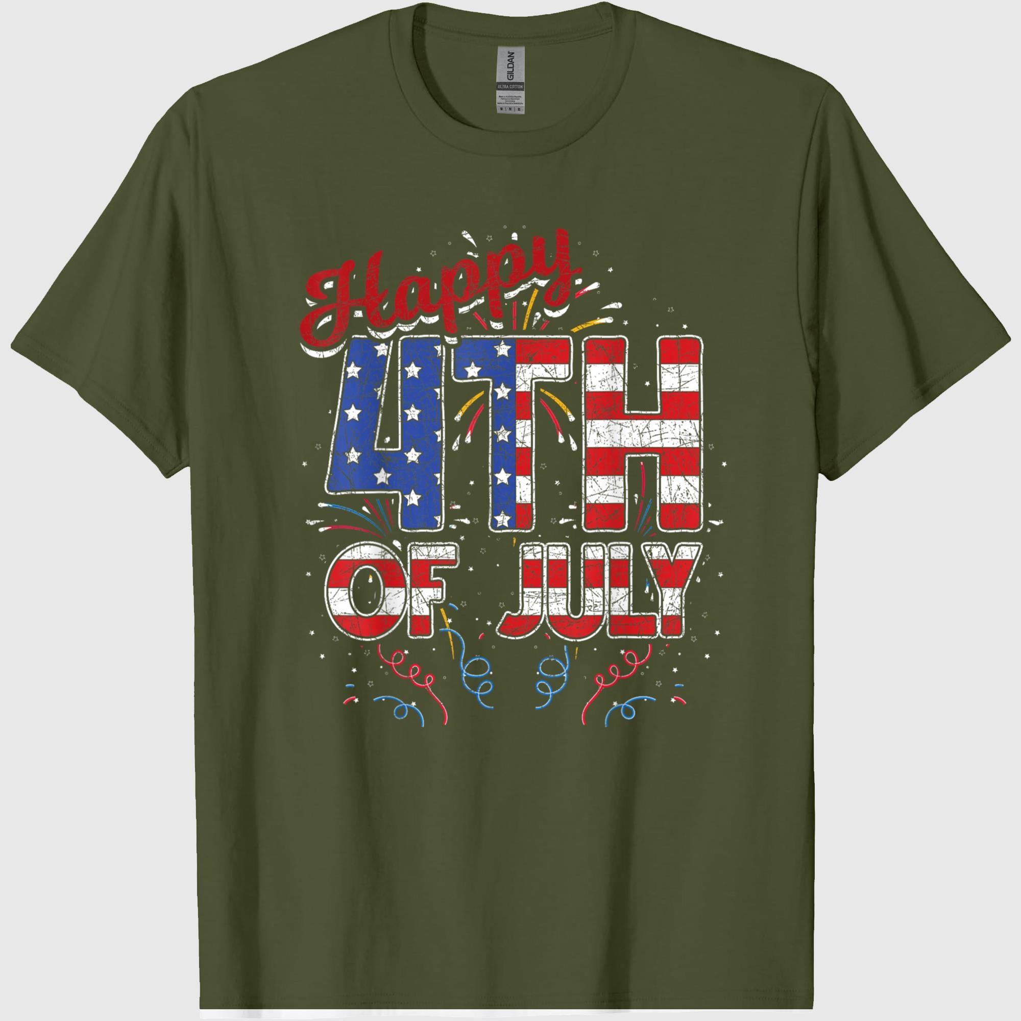 Bigfoot Merica Rock American Flag Patriotic 4th of July T-Shirt