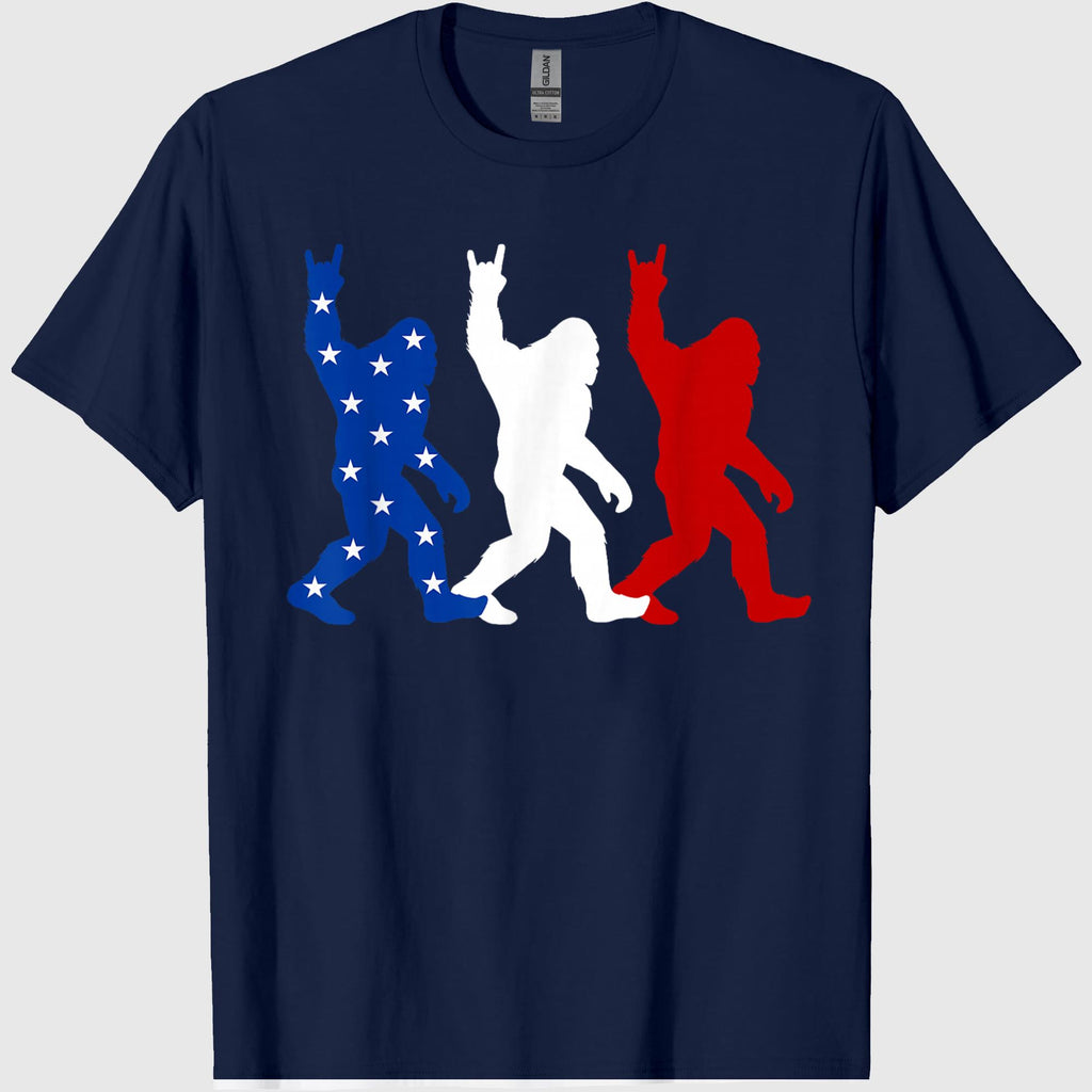 USA Flag Sasquatch 4th of July Funny Patriotic T-Shirt