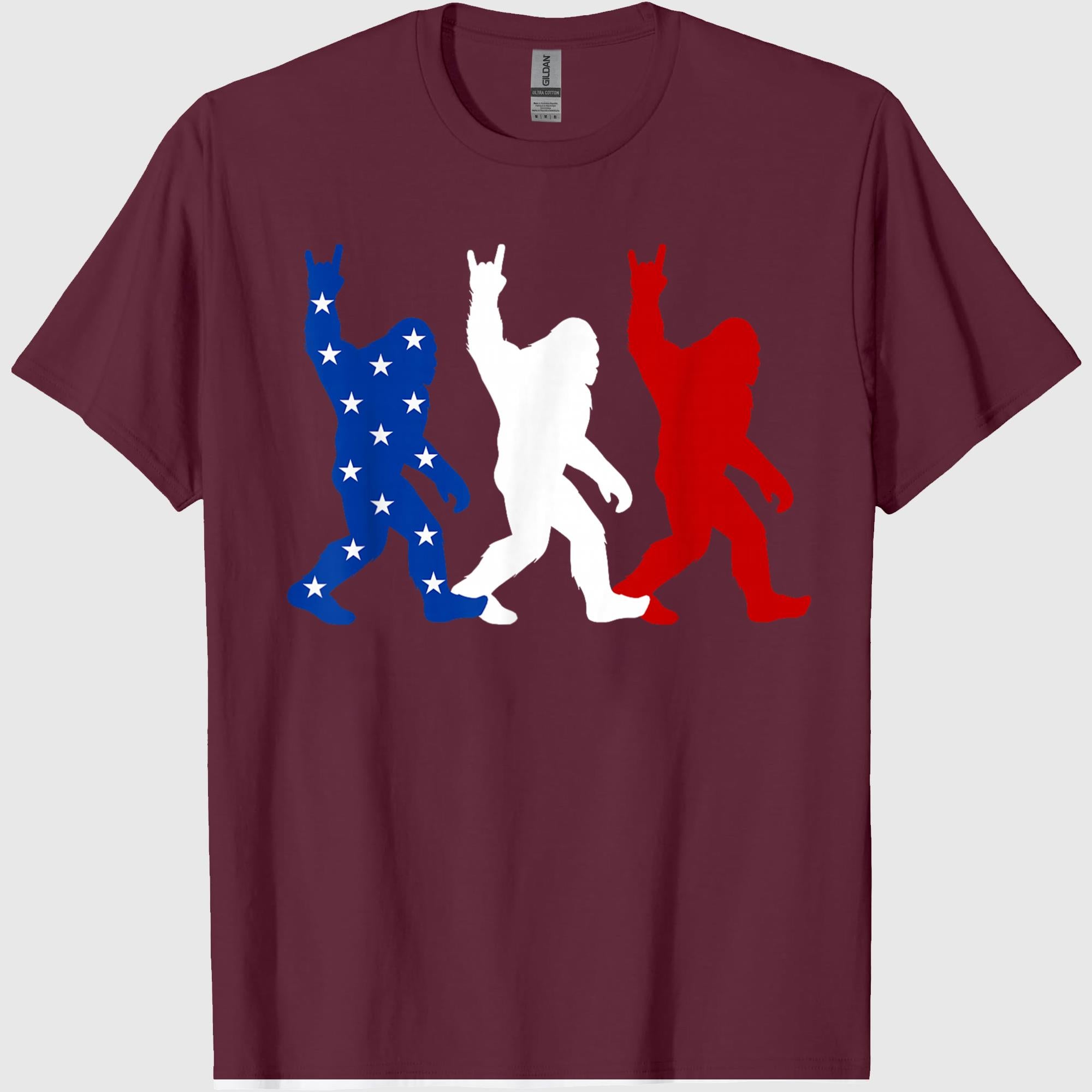 USA Flag Sasquatch 4th of July Funny Patriotic T-Shirt