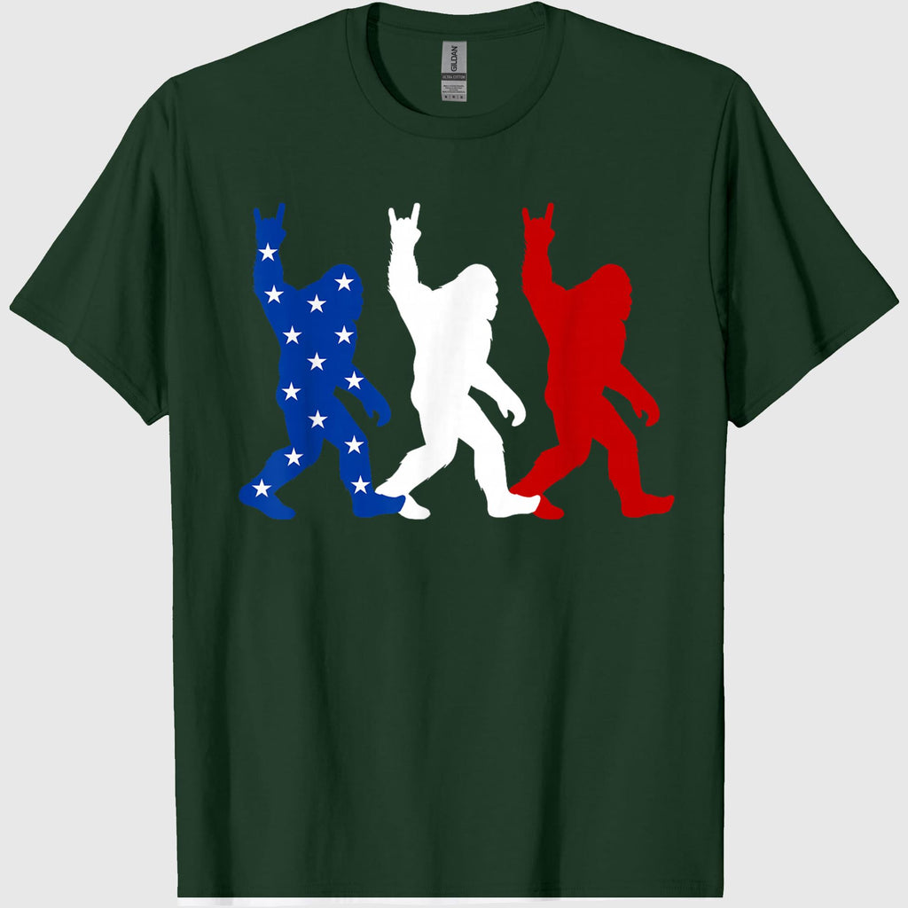 USA Flag Sasquatch 4th of July Funny Patriotic T-Shirt