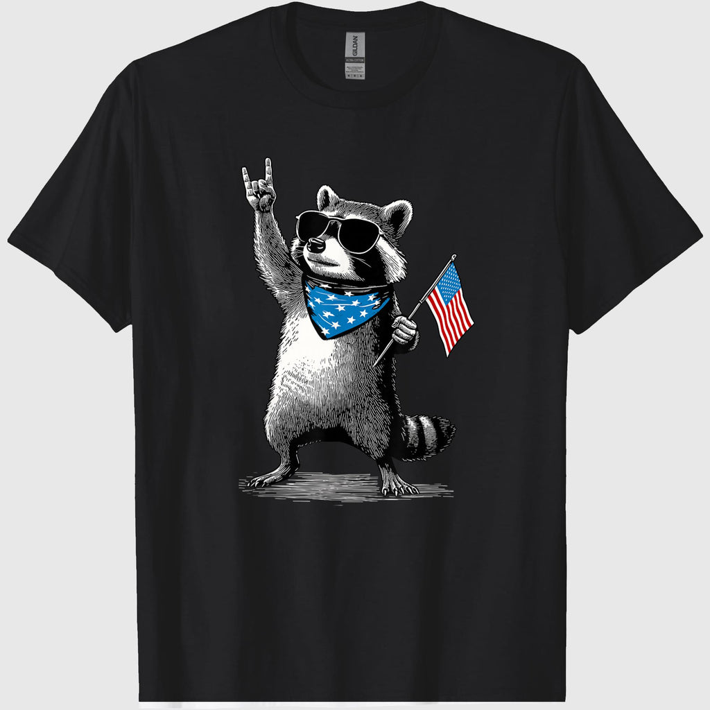 USA Patriotic Raccoon Men Women Kids Funny 4th of July T-Shirt