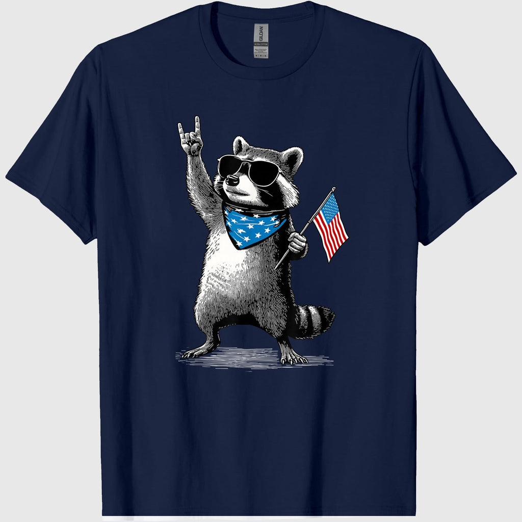 USA Patriotic Raccoon Men Women Kids Funny 4th of July T-Shirt