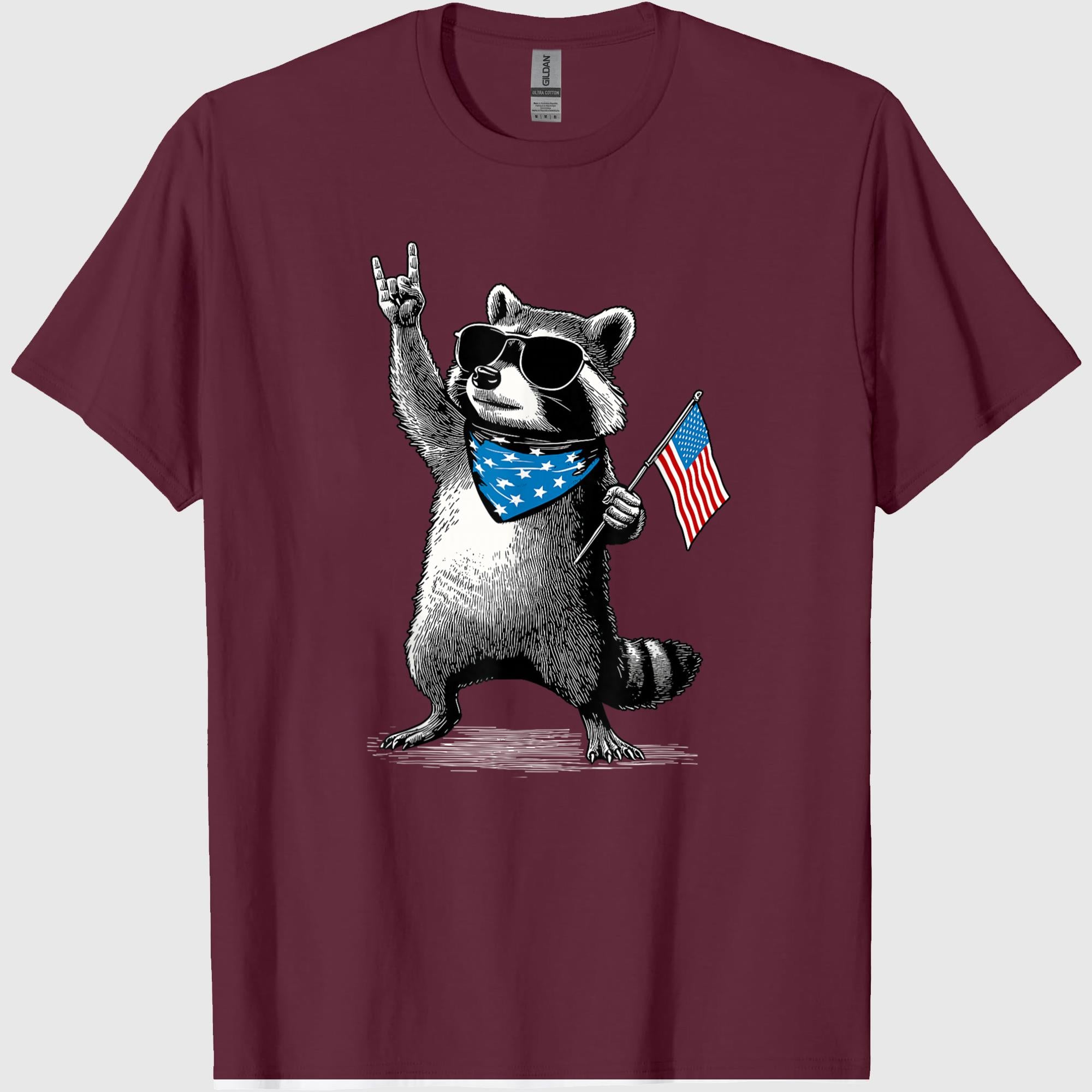 USA Patriotic Raccoon Men Women Kids Funny 4th of July T-Shirt