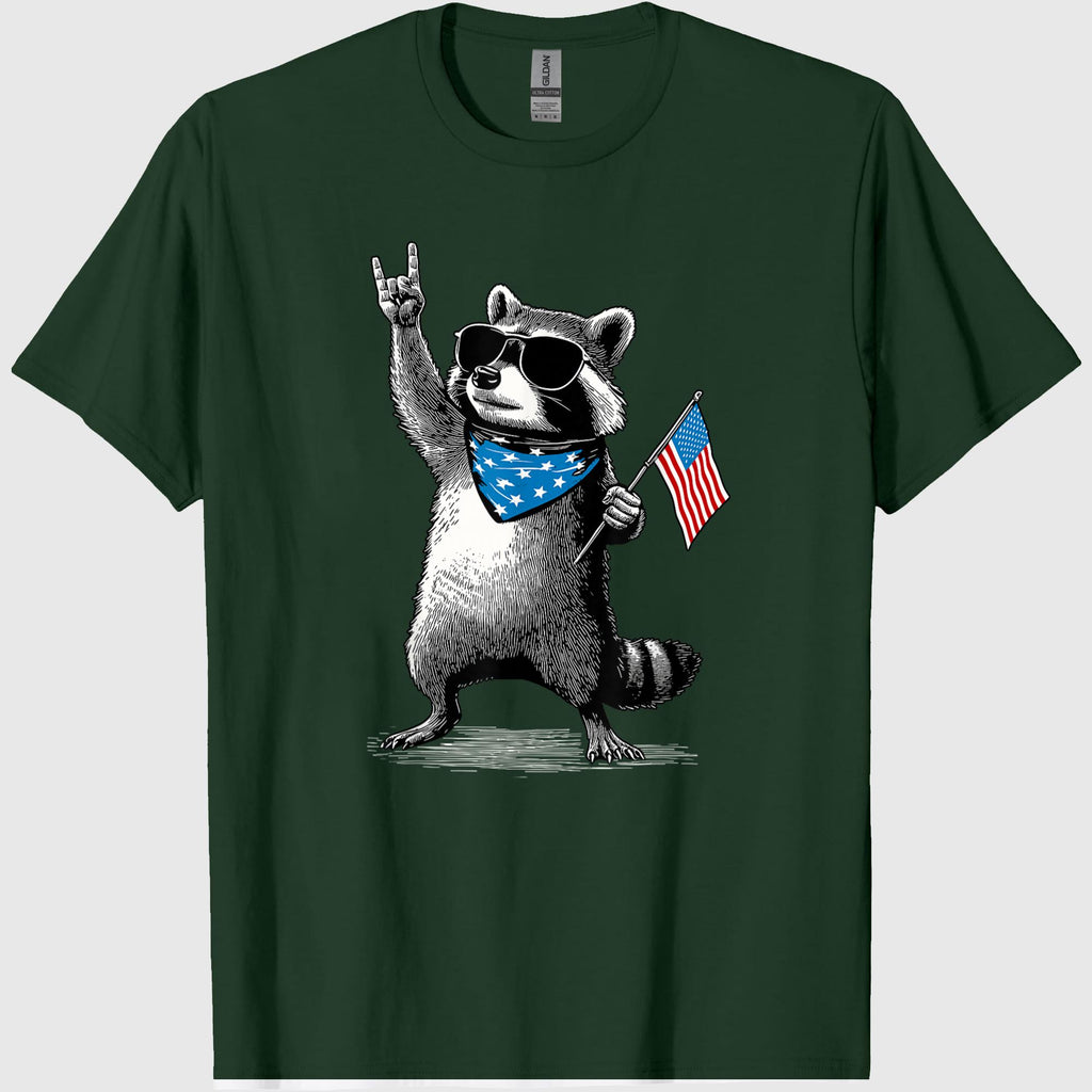 USA Patriotic Raccoon Men Women Kids Funny 4th of July T-Shirt