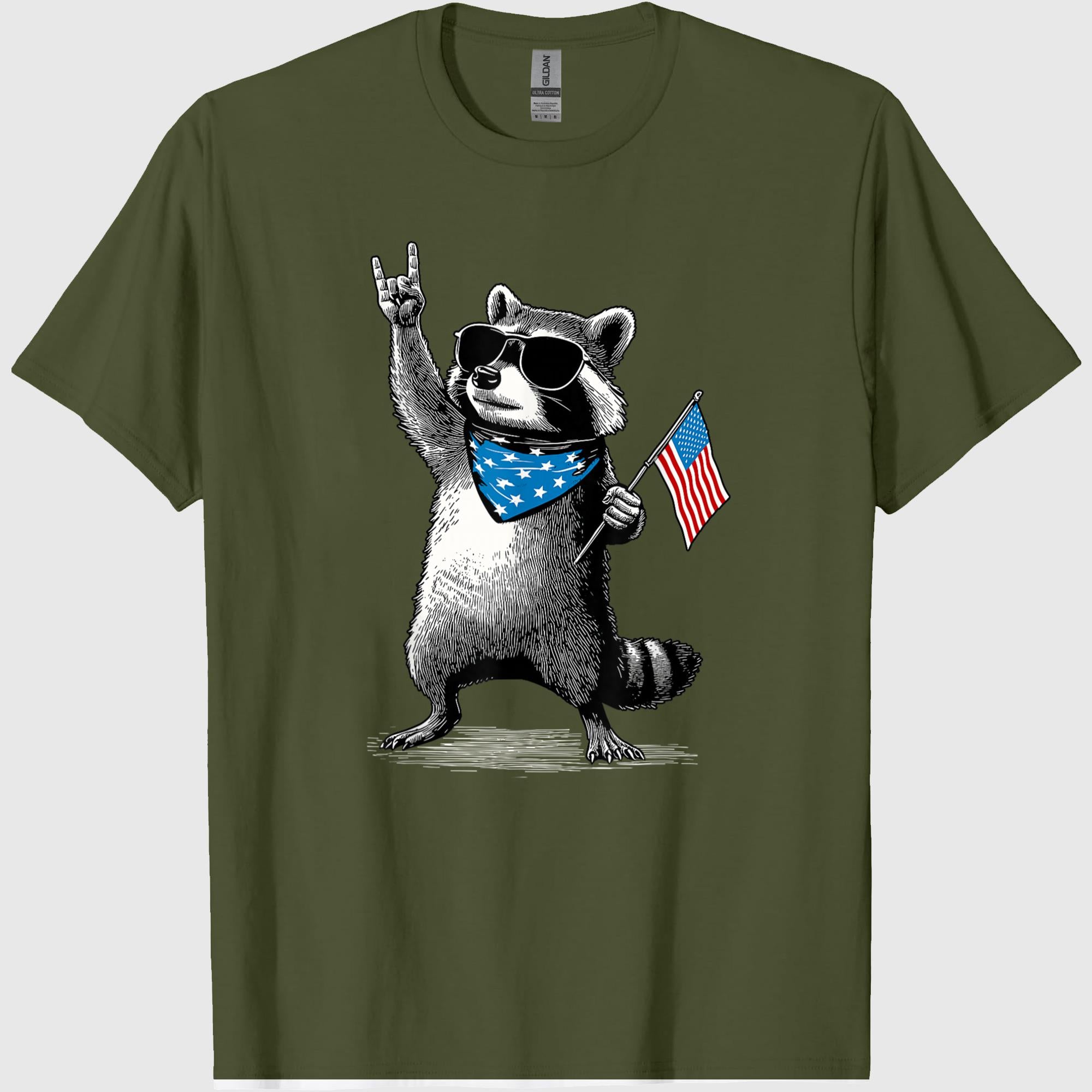 USA Patriotic Raccoon Men Women Kids Funny 4th of July T-Shirt